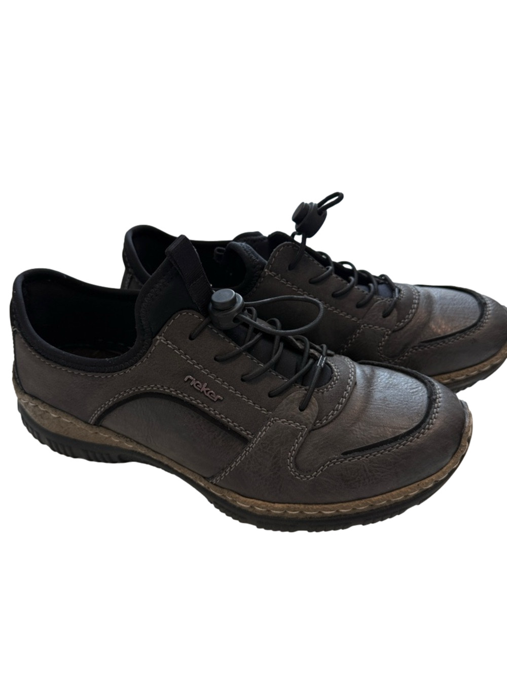 Rieker antistress charcoal /black leather loafers Sz 38